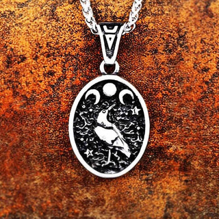 BaviPower Stainless Steel Viking Odin Raven Sun Moon Pendant Necklace Nordic Ideal Charm