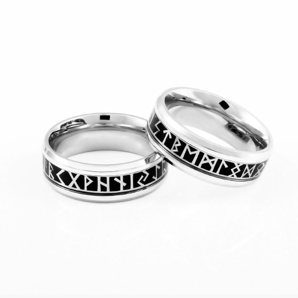 Stainless Steel Minimalist Viking Rune Futhark Nordic Ring