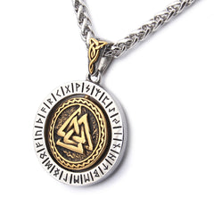Runic Odin's Valknut Rotating Pendant Necklace