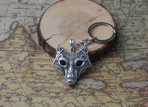 Viking Wolf Amulet Keychain
