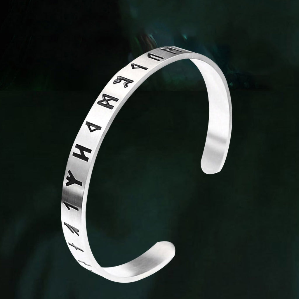 Stainless Steel Minimalist Viking Rune Circle Bangle