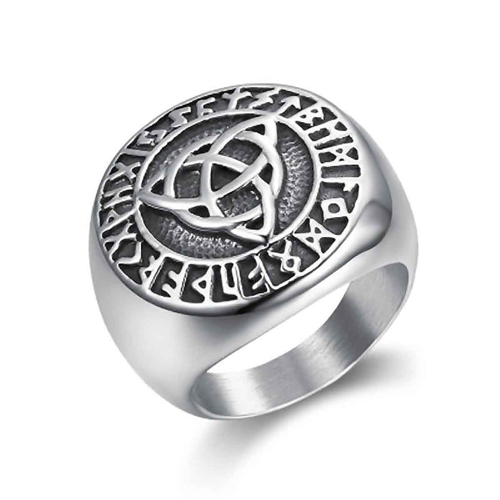 Stainless Steel Celtic Triquetra Rune Circle Ring