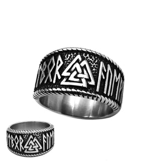 Stainless Steel Viking Valknut Rune Circle Ring