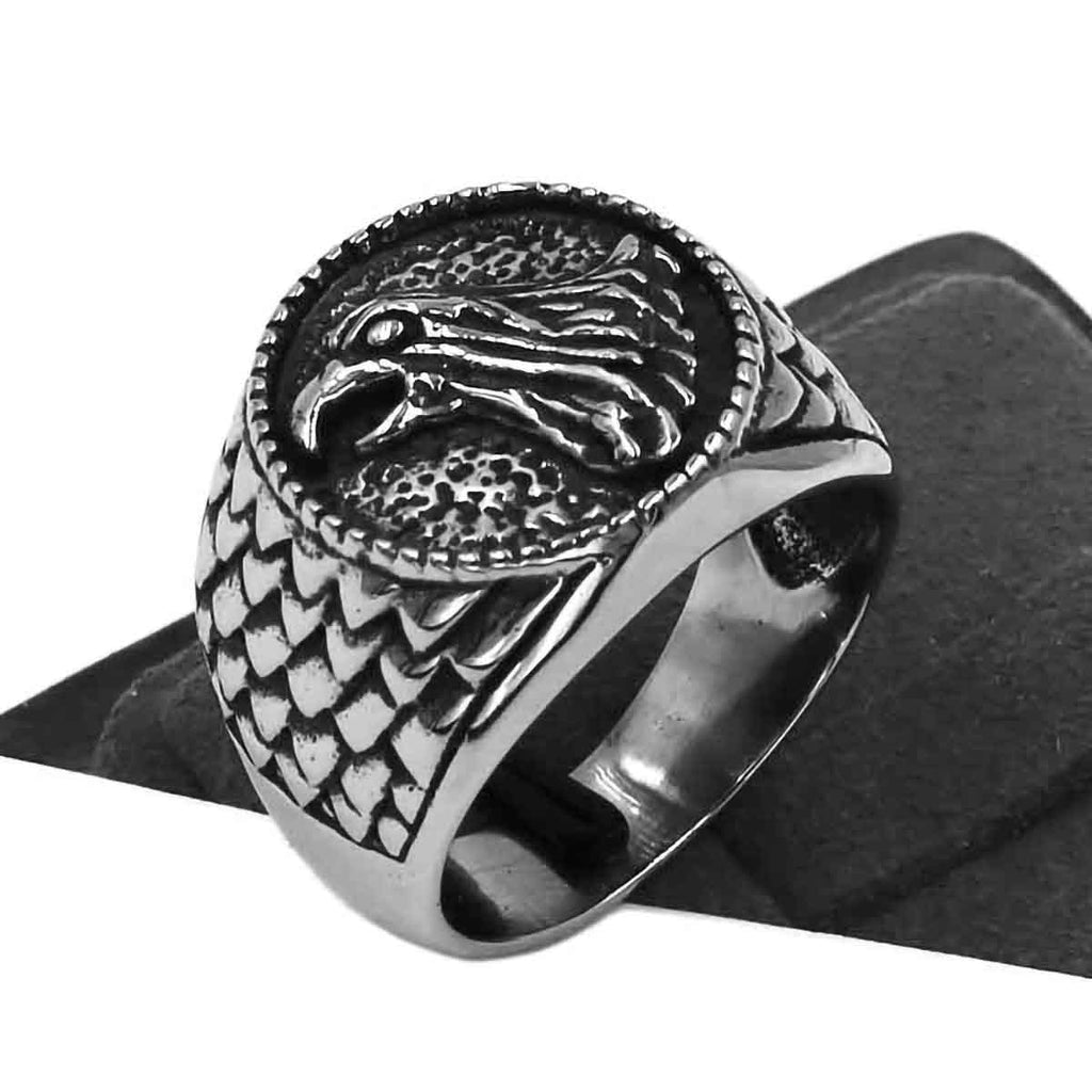 Stainless Steel Viking Raven Signet Ring