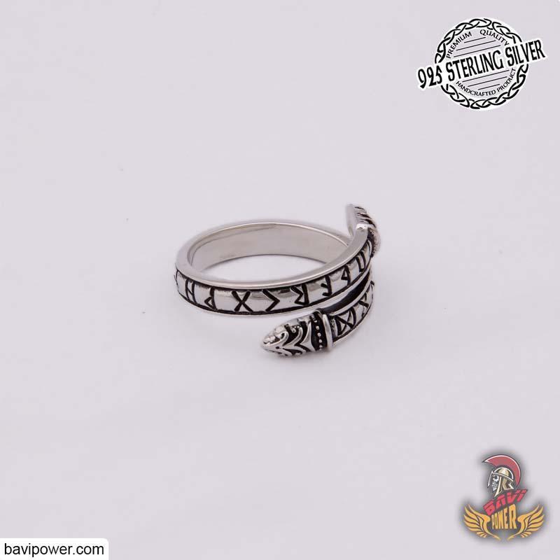 925 Sterling Silver Adjustable Rune Ring