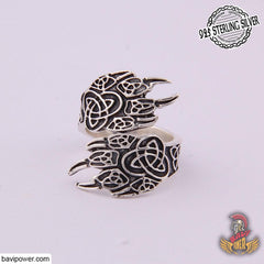 925 Sterling Silver Double Bear Paw Ring