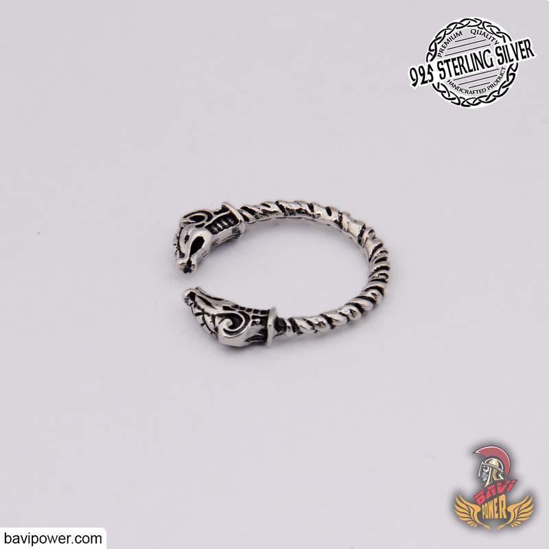 925 Sterling Silver Double Dragon Head Ring
