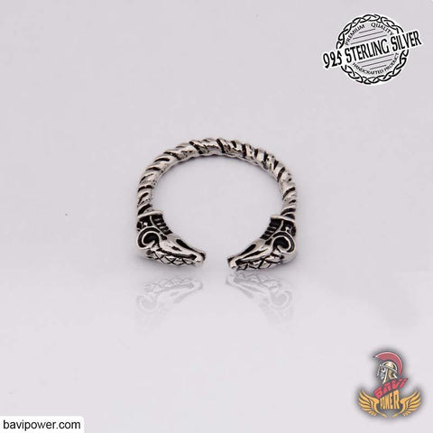 925 Sterling Silver Double Dragon Head Ring