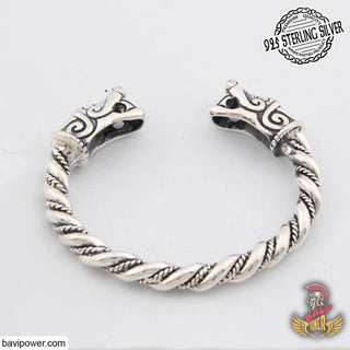925 Sterling Silver Fenrir Wolf Head Bracelet
