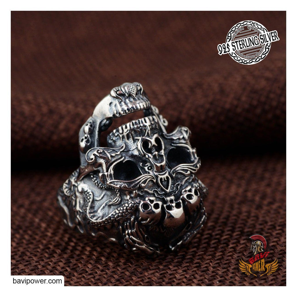 925 Sterling Silver Gothic Skull Ring For Men – BaviPower