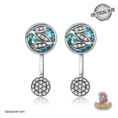 925 Sterling Silver Green Glass Tree of Life Earrings