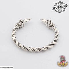 925 Sterling Silver Huginn and Muninn Raven Head Bracelet