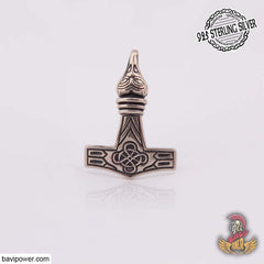 925 Sterling Silver Raven Mjolnir Hammer Pendant