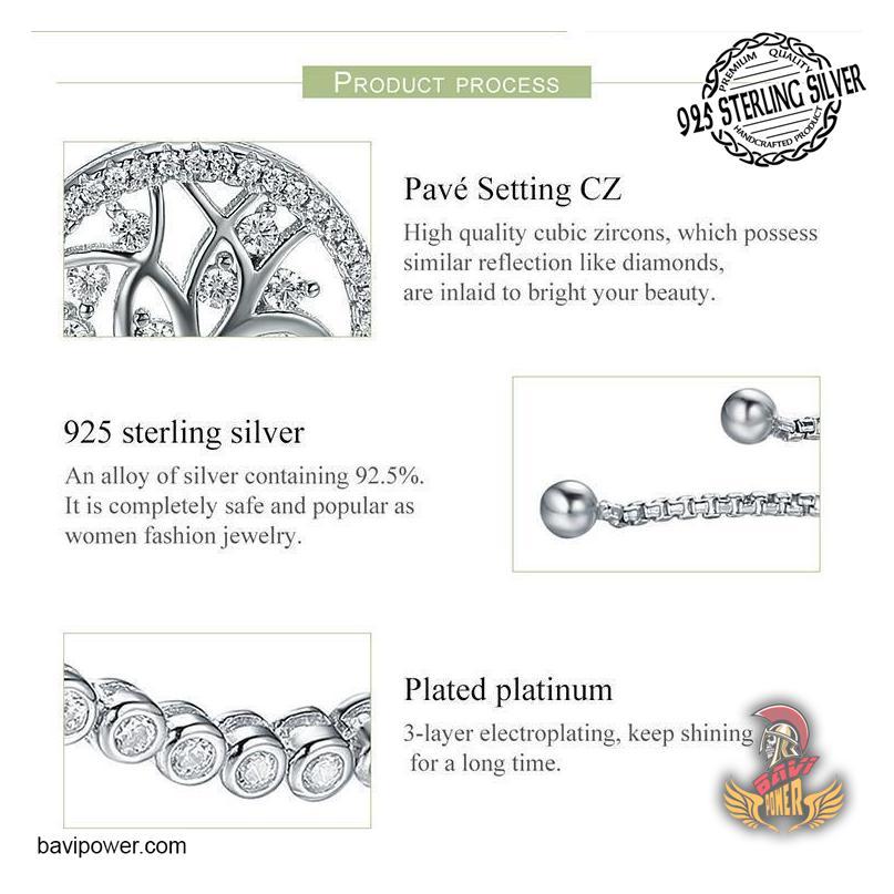 925 Sterling Silver Tree of Life Adjustable Bracelet