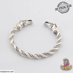 925 Sterling Silver Vedrfolnir Hawk Head Bracelet