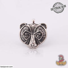 925 Sterling Silver Viking Bear Face Pendant
