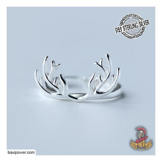 925 Sterling Silver Viking Deer Horn Rings for Girls