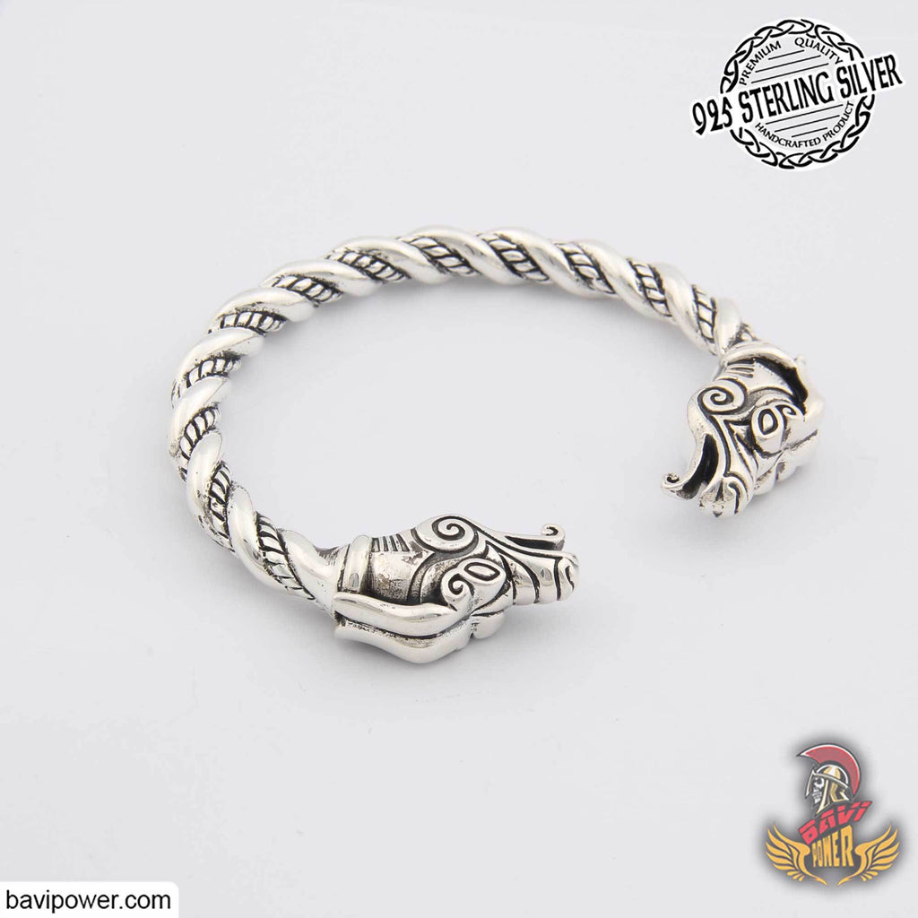 925 Sterling Silver Viking Eagle Head Bracelet