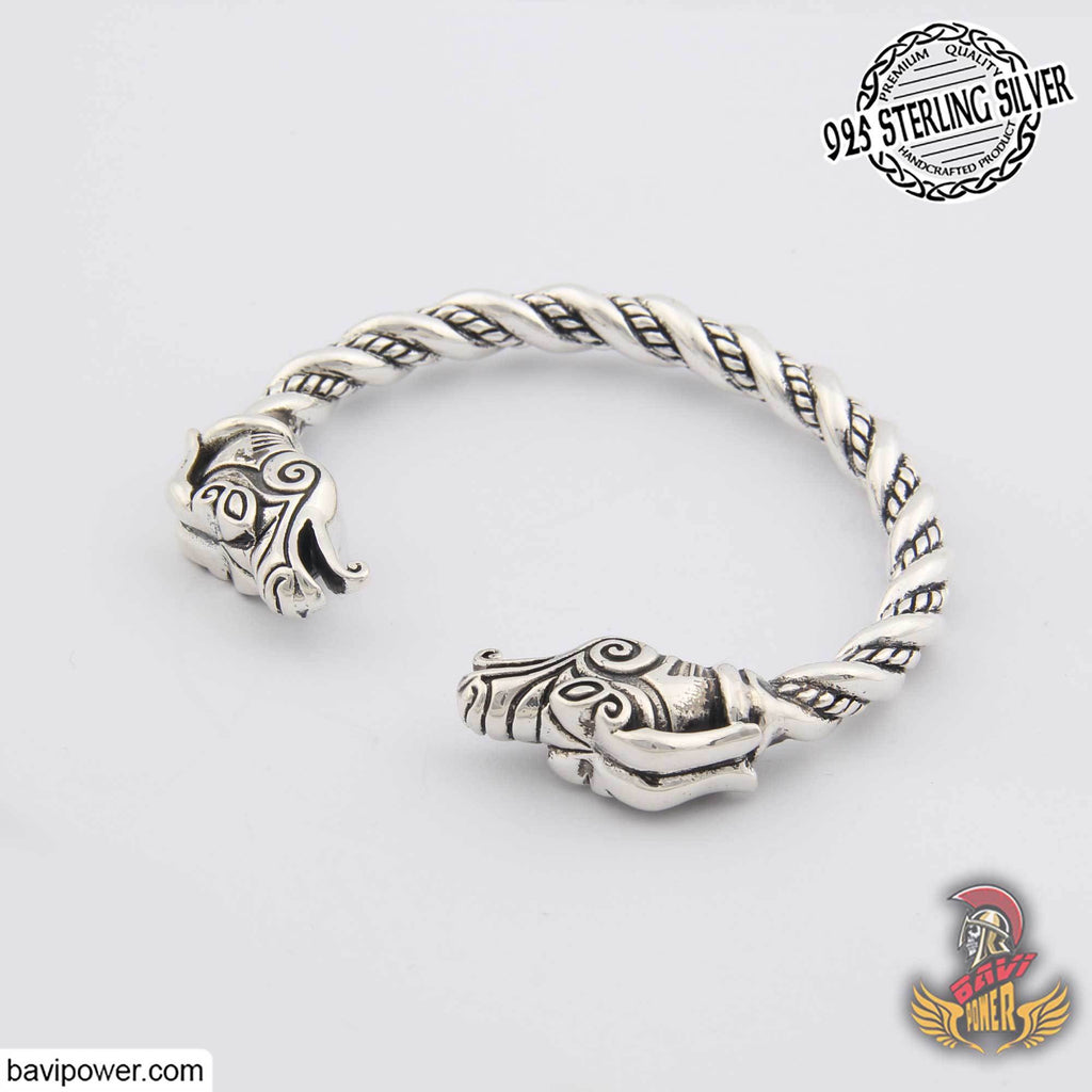 925 Sterling Silver Viking Eagle Head Bracelet
