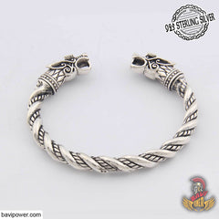 925 Sterling Silver Viking Wolf Head Bracelet
