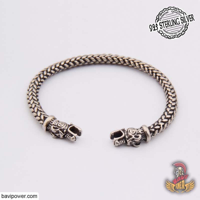 925 Sterling Silver Wolf Head Bracelet