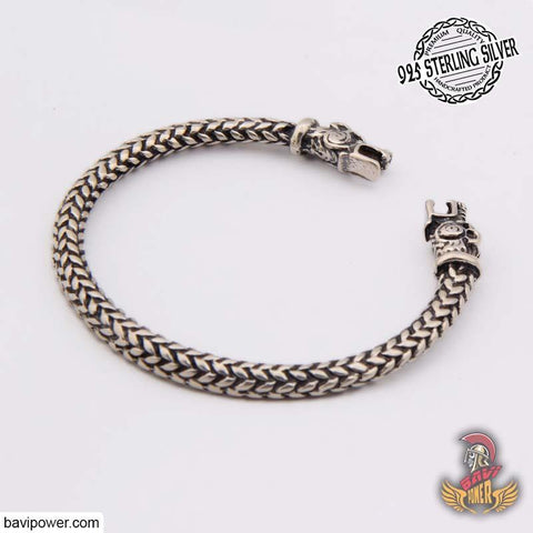 925 Sterling Silver Wolf Head Bracelet
