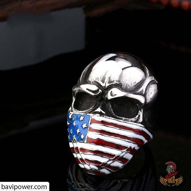 American Flag Skull Ring