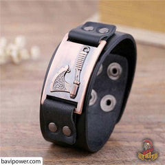 Battle Axe Genuine Leather Bangle Bracelet