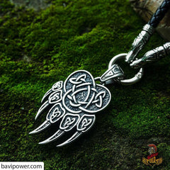 Bear Paw Pendant with Leather Necklace