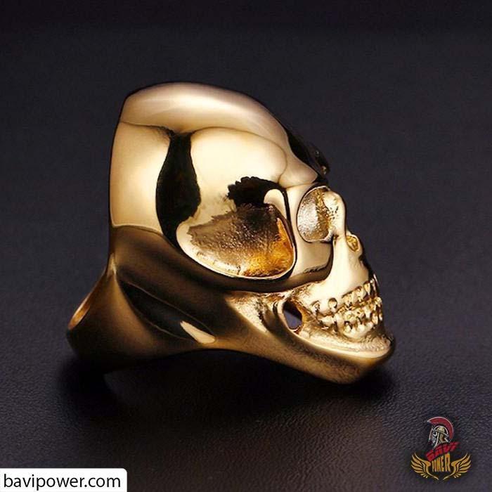Biker Skull Ring Black/Gold