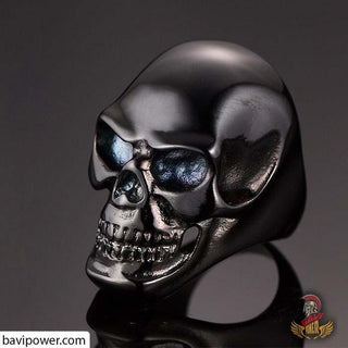 Biker Skull Ring Black/Gold