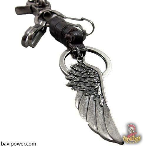 Black Angel's Wings Cowhide Keychains