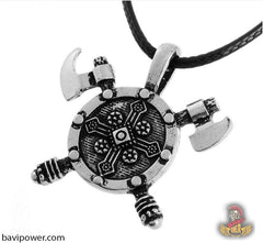 Double Viking Axe Shield Necklace