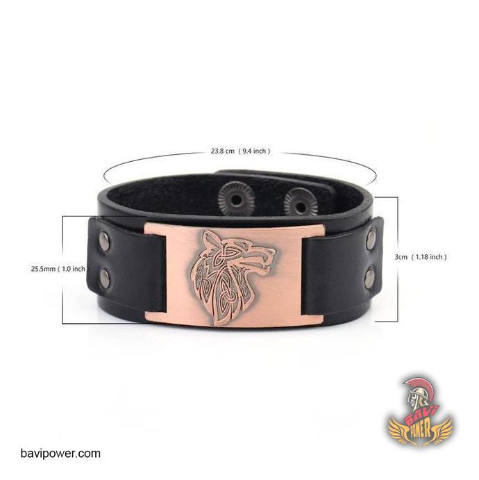 Fenrir Wolf Genuine Leather Bangle Bracelet