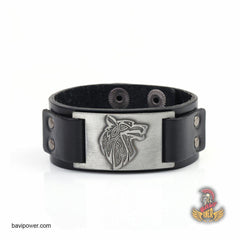 Fenrir Wolf Genuine Leather Bangle Bracelet