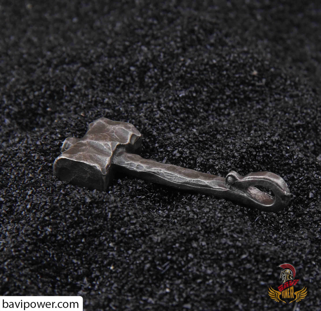 Forged Thor's Hammer Pendant Leather Necklace