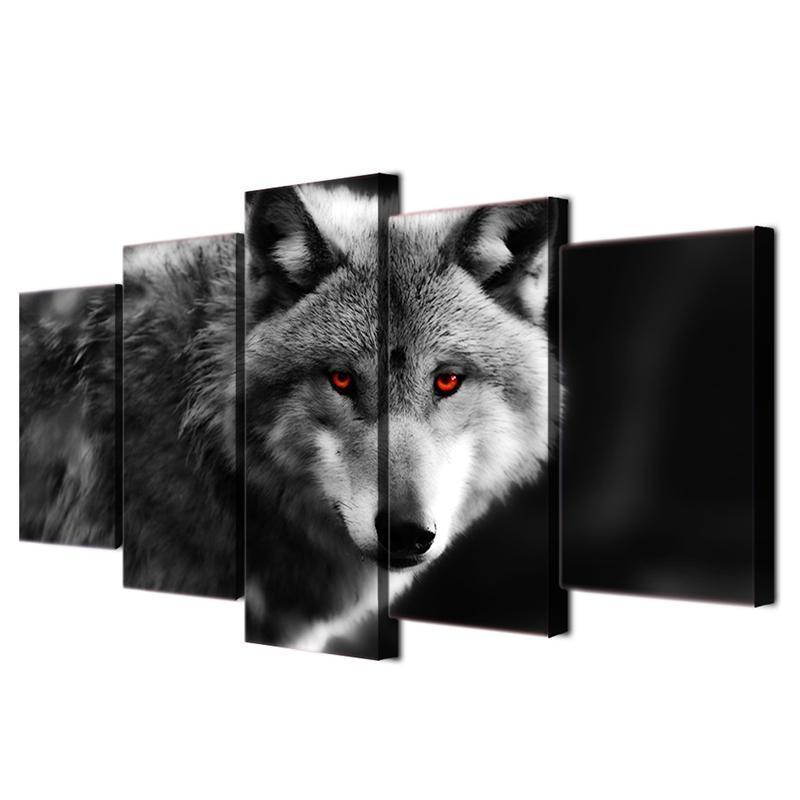 bavipower-viking-jewelry-Gray Wolf Wall Art Canvas 5 Pieces-wall canvas-BaViPower-Medium-No Frame-BaViPower