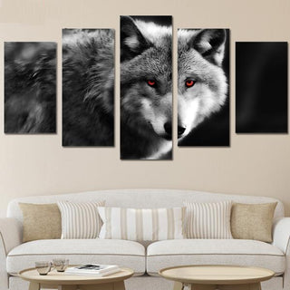 bavipower-viking-jewelry-Gray Wolf Wall Art Canvas 5 Pieces-wall canvas-BaViPower-Medium-No Frame-BaViPower