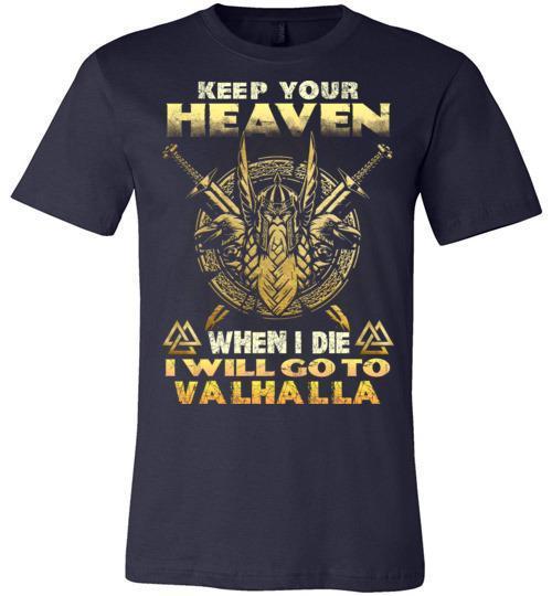 bavipower-viking-jewelry-Keep your heaven-BaViPower-Canvas Unisex T-Shirt-Navy-S-BaViPower