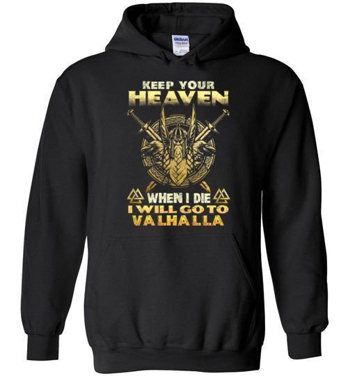 bavipower-viking-jewelry-Keep your heaven-BaViPower-Gildan Heavy Blend Hoodie-Black-S-BaViPower