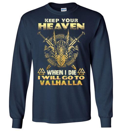 bavipower-viking-jewelry-Keep your heaven-BaViPower-Gildan Long Sleeve T-Shirt-Navy-S-BaViPower