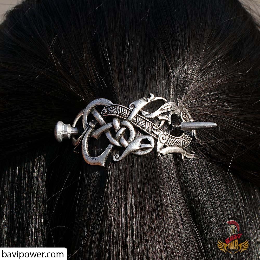 Large Vikings Knot Dragon Hairpins F-02