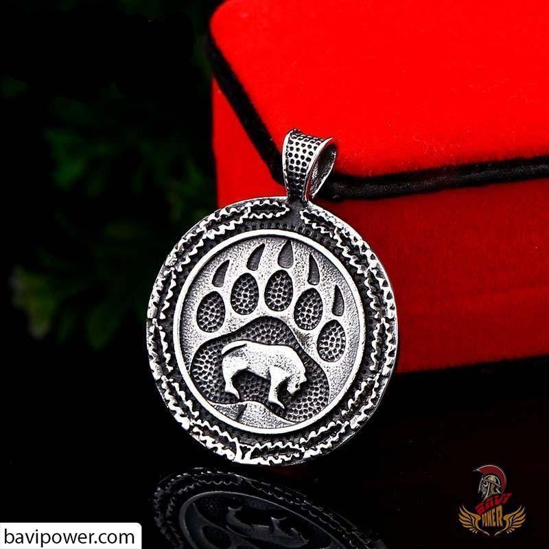 Matte Black Stainless Steel Bear Paw Pendant Necklace