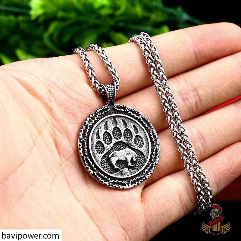 Matte Black Stainless Steel Bear Paw Pendant Necklace