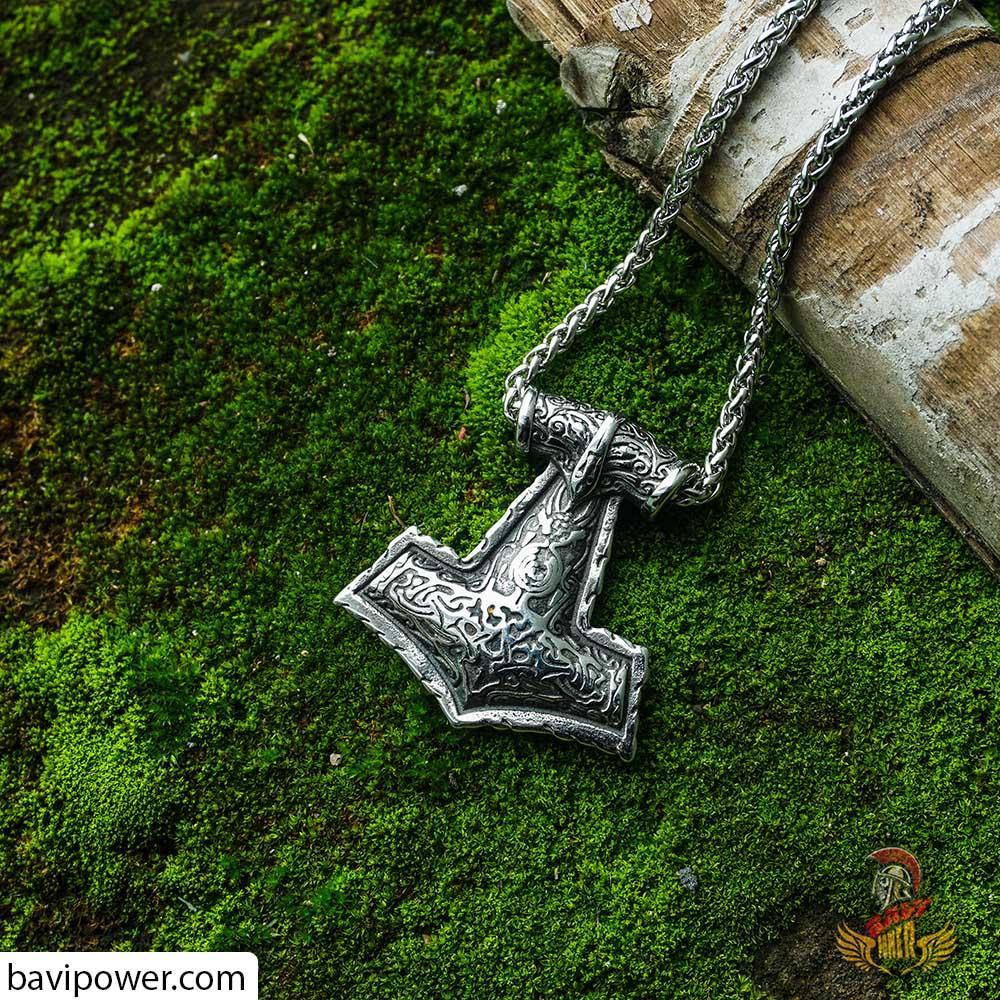 Raven Mjolnir Amulet Pendant Necklace