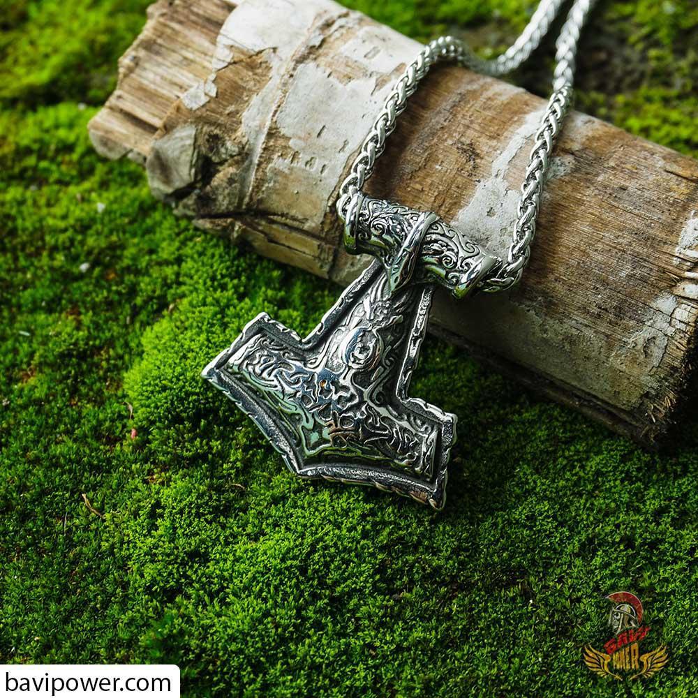 Raven Mjolnir Amulet Pendant Necklace