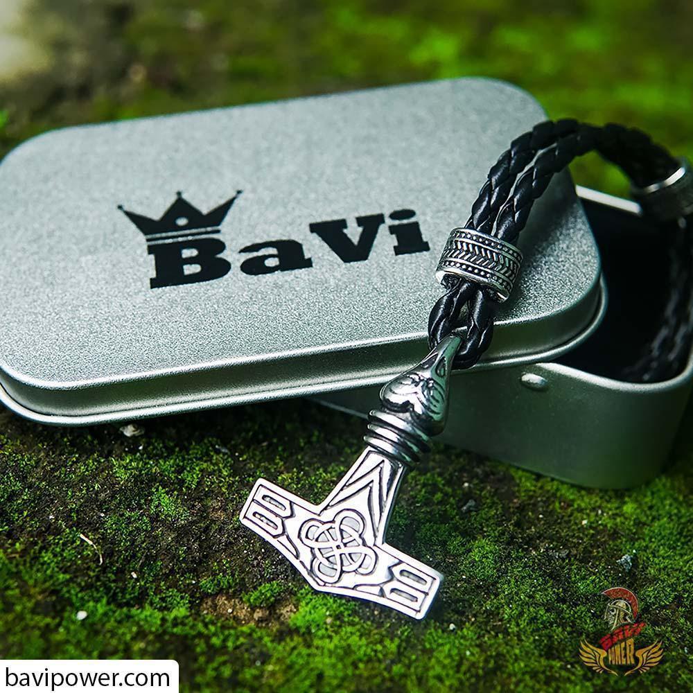 Raven Thor's Hammer Leather Bracelet