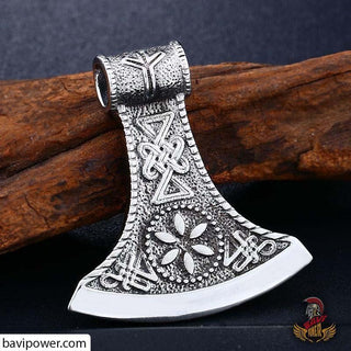 Runic Vegvisir Viking Axe Pendant Necklace