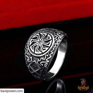 Stainless Steel Black Sun Wheel Ring