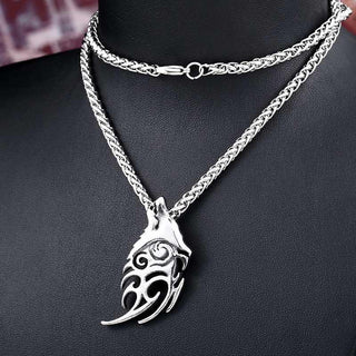 Stainless Steel Howling Wolf Pendant Necklace